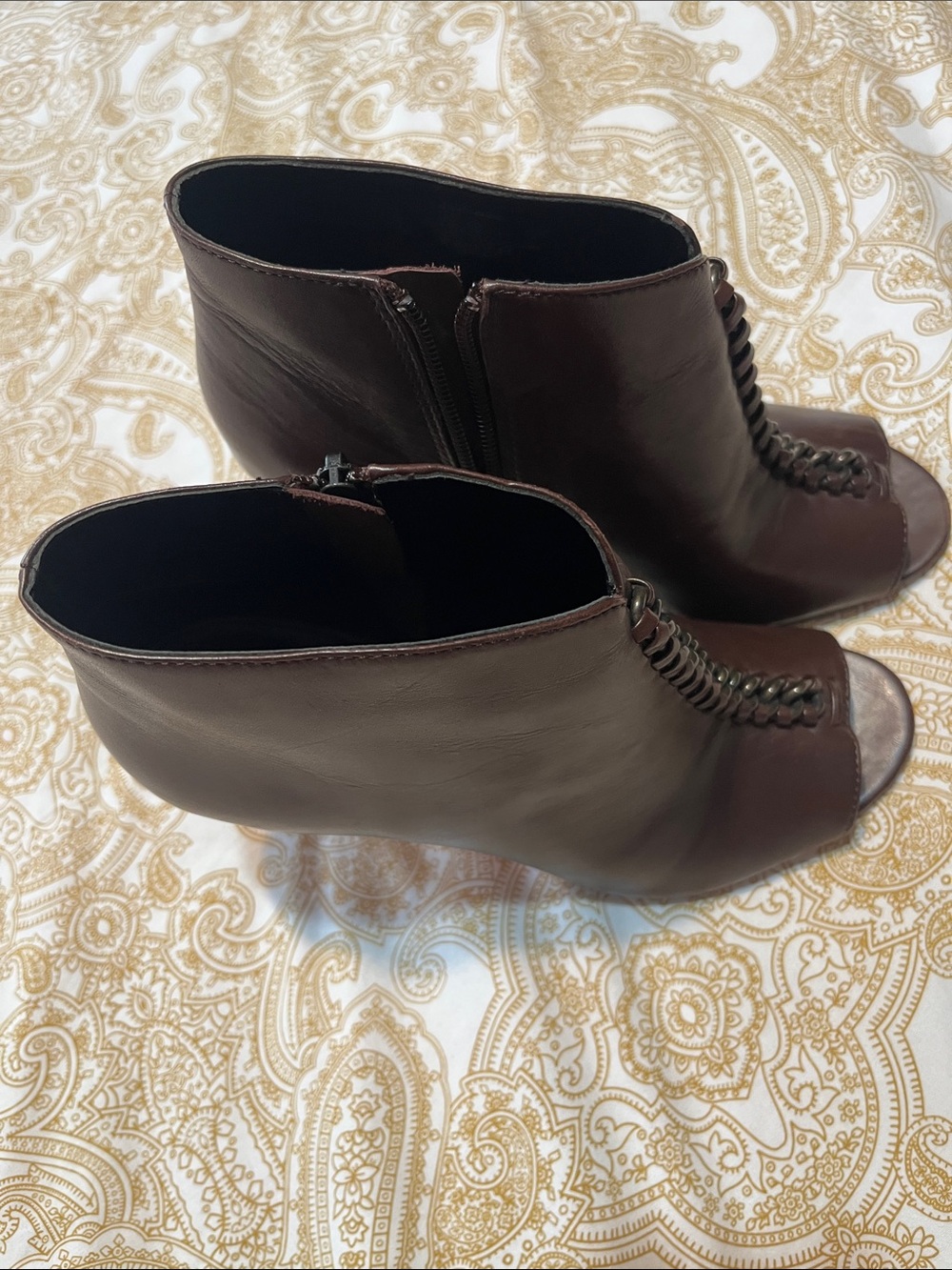 Coach Brown Leather Peep-Toe Mules with Braided Front - Picture 2 of 10